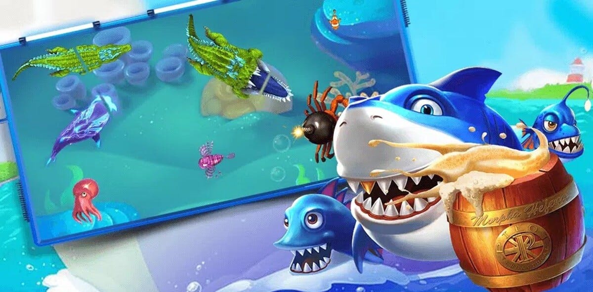 ฉากเกมยิงปลาและเป้าหมายบนหน้าจอของ fox888